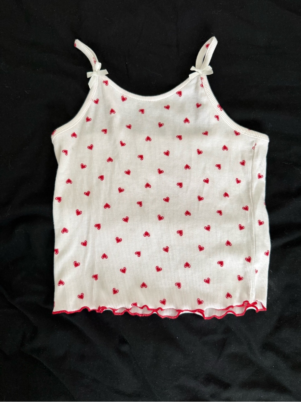 Target White Ribbed Tank Top with Red Heart Print